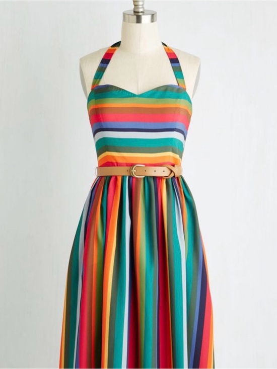 Modcloth Dresses & Skirts - ModCloth My Zest Intentions Rainbow Sweatheart Halter Maxi Dress - M